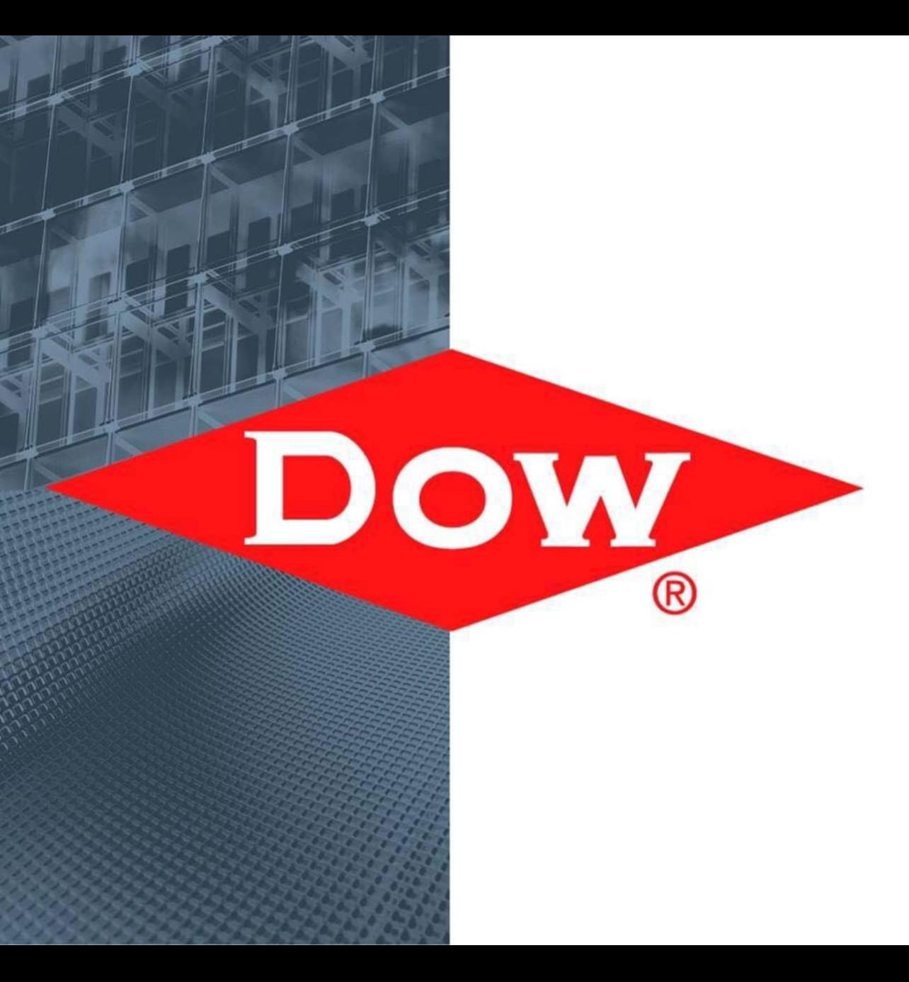 Dow logo with industrial background pattern.