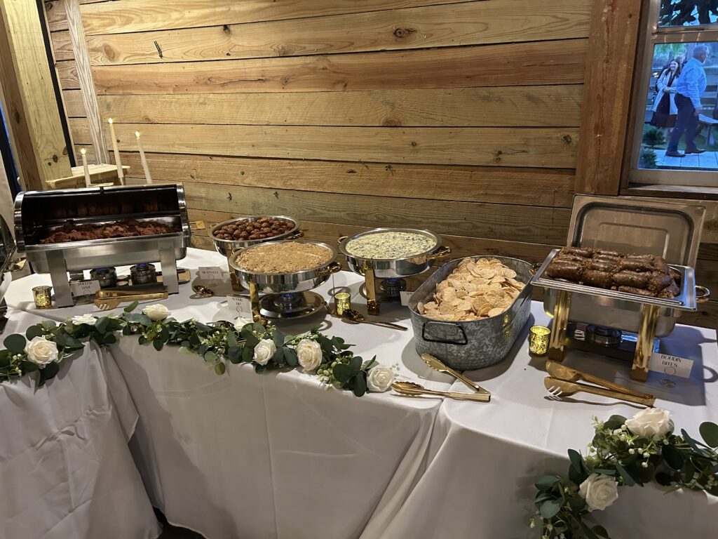 Boxed lunch or buffet? This image depicts a buffet set up for a catered event.